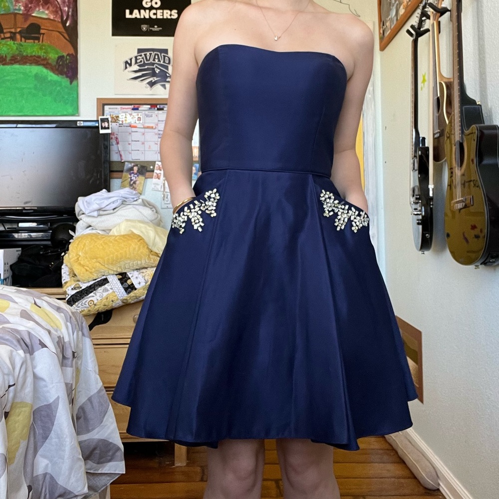 Royal Blue Strapless Cocktail Dress